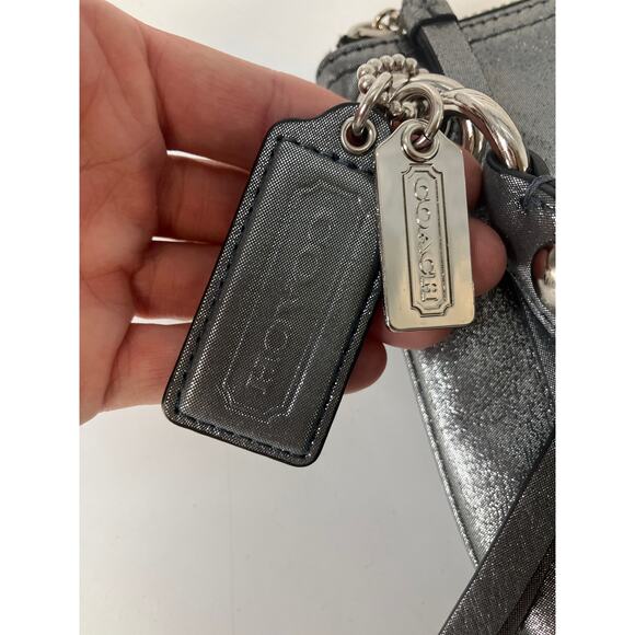 COACH POPPY 18807 SMALL SILVER METALIC SPARKEL SHOULDER BAG - Picture 11 of 16